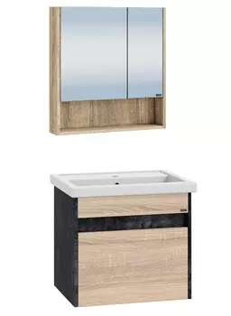 Мебель для ванной СанТа Мира 60 напольная, черный/янтарное дерево