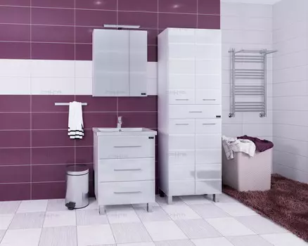 Мебель для ванной СанТа Омега 60 напольная с зеркалом Стандарт 60 свет