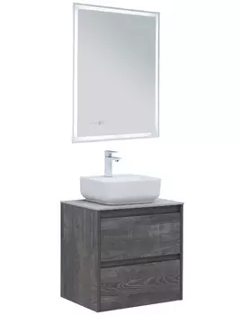Мебель для ванной со столешницей Aquanet Nova Lite 60 дуб серый, 2 ящика