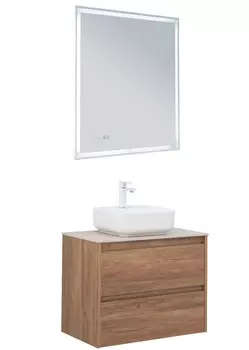 Мебель для ванной со столешницей Aquanet Nova Lite 75 дуб шоколадный, 2 ящика