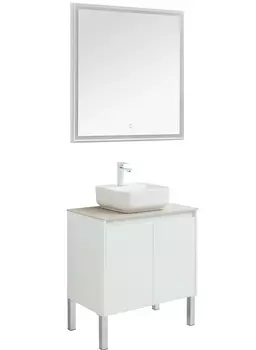 Мебель для ванной со столешницей Aquanet Nova Lite 75 белый глянец, 2 дверцы