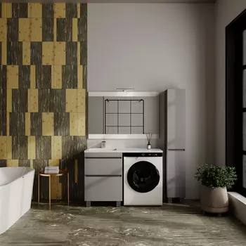 Мебель для ванной Style Line Даллас Леон 120 L Люкс Plus напольная, 2 ящика, серый