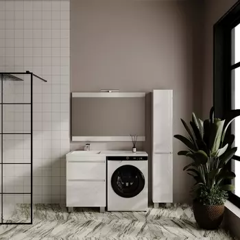 Мебель для ванной Style Line Даллас Леон 120 L Люкс Plus напольная, 2 ящика, белая