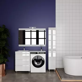 Мебель для ванной Style Line Даллас Леон 120 L Люкс Plus напольная, 3 ящика, белая