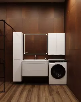 Мебель для ванной Style Line El Fante Бергамо мини 90 Люкс подвесная, антискрейтч белый матовый