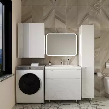 Мебель для ванной Style Line Марелла 80 Люкс Plus напольная, 2 ящика, белый глянец