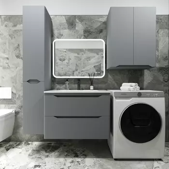 Мебель для ванной Style Line Марелла 80 Люкс Plus подвесная, 2 ящика, серый матовый