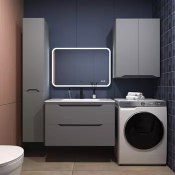 Мебель для ванной Style Line Марелла 90 Люкс Plus подвесная, 2 ящика, серый матовый