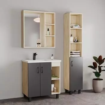 Мебель для ванной Uncoria Дора 80 напольная, дуб сонома/графит