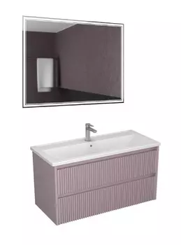 Мебель для ванной Veneciana Alterno 100 подвесная, 2 ящика, пудровый матовый