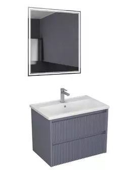 Мебель для ванной Veneciana Alterno 70 подвесная, 2 ящика, серый матовый