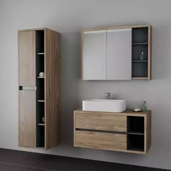 Мебель для ванной Veneciana Olona 80 подвесная, дуб сонома/графит