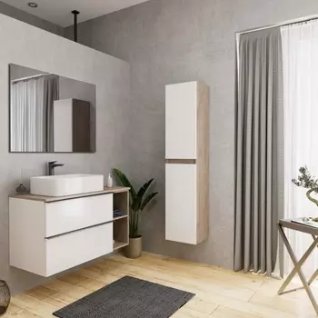 Мебель для ванной Veneciana Sangro 100 подвесная, белый/дуб сонома