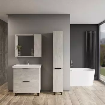 Мебель для ванной Viant Берлин 80 напольная, 2 ящика, цемент