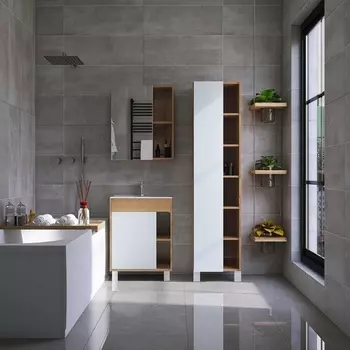 Мебель для ванной Viant Бостон 50 напольная, дуб вотан/белый