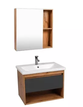 Мебель для ванной Viant Бостон 50 подвесная, 1 ящик, дуб вотан/графит