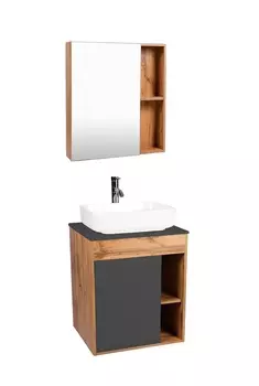 Мебель для ванной Viant Бостон 56 подвесная, со столешницей, дуб вотан/графит