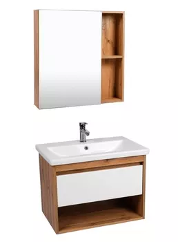 Мебель для ванной Viant Бостон 60 подвесная, 1 ящик, дуб вотан/белый