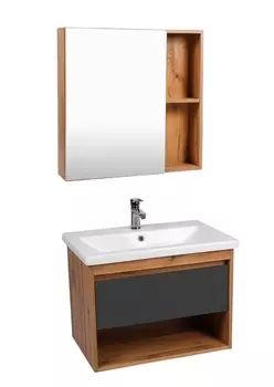 Мебель для ванной Viant Бостон 60 подвесная, 1 ящик, дуб вотан/графит