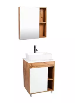 Мебель для ванной Viant Бостон 65 напольная, со столешницей, дуб вотан/белый