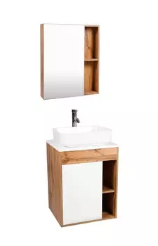 Мебель для ванной Viant Бостон 65 подвесная, со столешницей, дуб вотан/белый