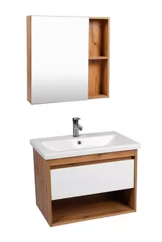 Мебель для ванной Viant Бостон 70 подвесная, 1 ящик, дуб вотан/белый
