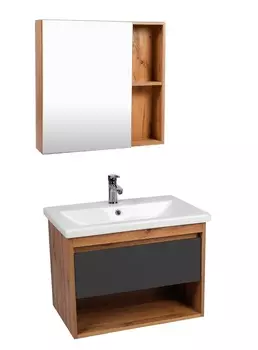 Мебель для ванной Viant Бостон 70 подвесная, 1 ящик, дуб вотан/графит