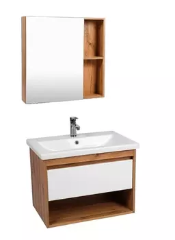 Мебель для ванной Viant Бостон 80 подвесная, 1 ящик, дуб вотан/белый