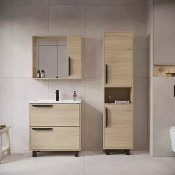 Мебель для ванной Viant Кёльн 60 напольная, 2 ящика, светлое дерево