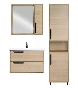 Мебель для ванной Viant Кёльн 80 подвесная, 2 ящика, светлое дерево