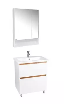 Мебель для ванной Viant Мальта 70 напольная, 2 ящика, белый/дуб вотан