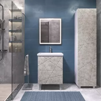 Мебель для ванной Vigo Geometry 60 напольная, 2 ящика, бетон (раковина Como 60)