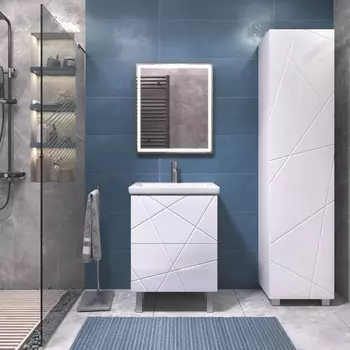 Мебель для ванной Vigo Geometry 60 напольная, 2 ящика, белая (раковина Como 60)