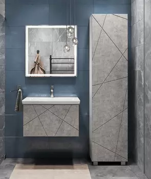 Мебель для ванной Vigo Geometry 60 подвесная, 1 ящик, бетон (раковина Como 60)