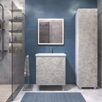 Мебель для ванной Vigo Geometry 70 напольная, 2 ящика, бетон (раковина Como 70)