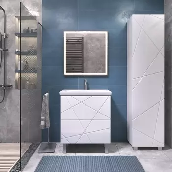 Мебель для ванной Vigo Geometry 70 напольная, 2 ящика, белая (раковина Como 70)