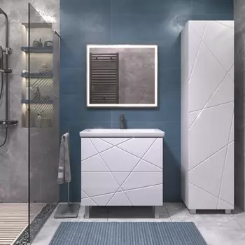 Мебель для ванной Vigo Geometry 80 напольная, 2 ящика, белая (раковина Como 80)