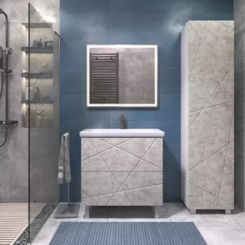 Мебель для ванной Vigo Geometry 80 напольная, 2 ящика, бетон (раковина Como 80)