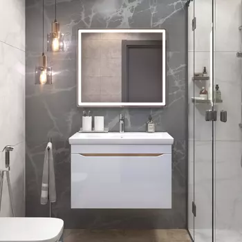 Мебель для ванной Vigo Grani 80 подвесная, 1 ящик, дуб золотой/белый (раковина Como 80)