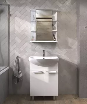 Мебель для ванной Vigo Hoska 60 напольная, белая (раковина Балтика 60)