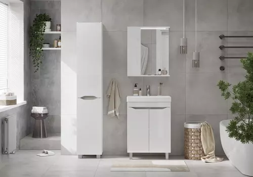 Мебель для ванной Volna Lake 70.2D напольная, белый/бетон светлый