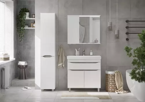 Мебель для ванной Volna Lake 80.2D.1Y напольная, белый/бетон светлый