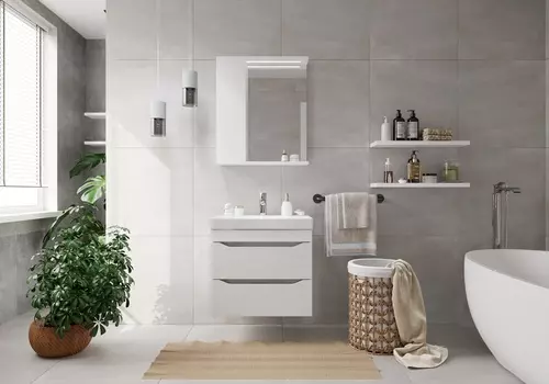 Мебель для ванной Volna Lake 80.2Y подвесная, белый/бетон светлый