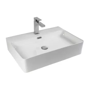 Мебельная раковина Bond Cube S02-600 60х42 накладная, с отверстием под смеситель, белый