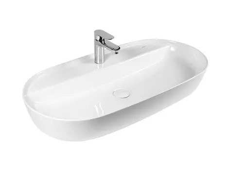 Мебельная раковина Bond Oval S01-800 80х40 накладная, с отверстием под смеситель, белый