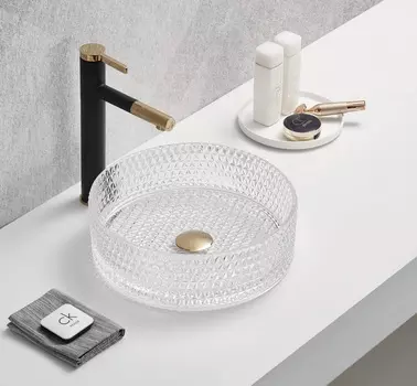 Мебельная раковина CeramaLux NС GL01 накладная, стекло, прозрачный