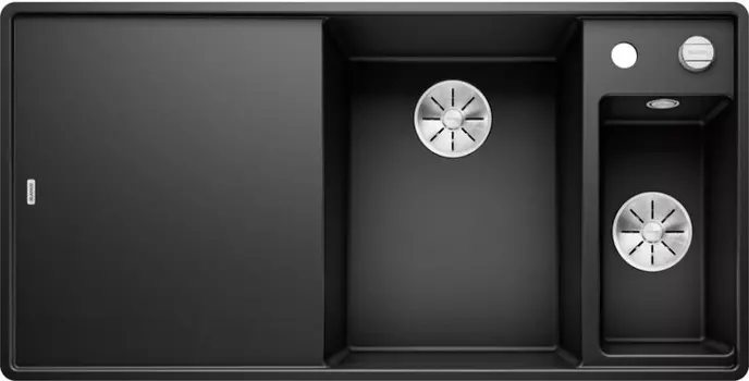 Мойка кухонная Blanco Axia III 6 S правая, черный, разделочный столик ясень