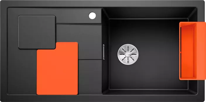 Мойка кухонная Blanco Sity XL 6 S антрацит, аксессуары апельсин