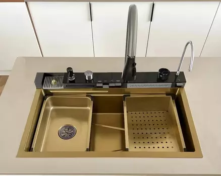 Мойка кухонная Ceruttispa Gloria CT10355 75х46 многофункциональная, nano gold
