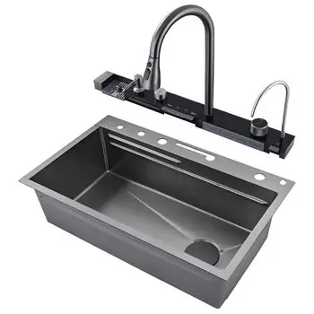 Мойка кухонная Ceruttispa Gloria CT10356 75х46 многофункциональная, nano black